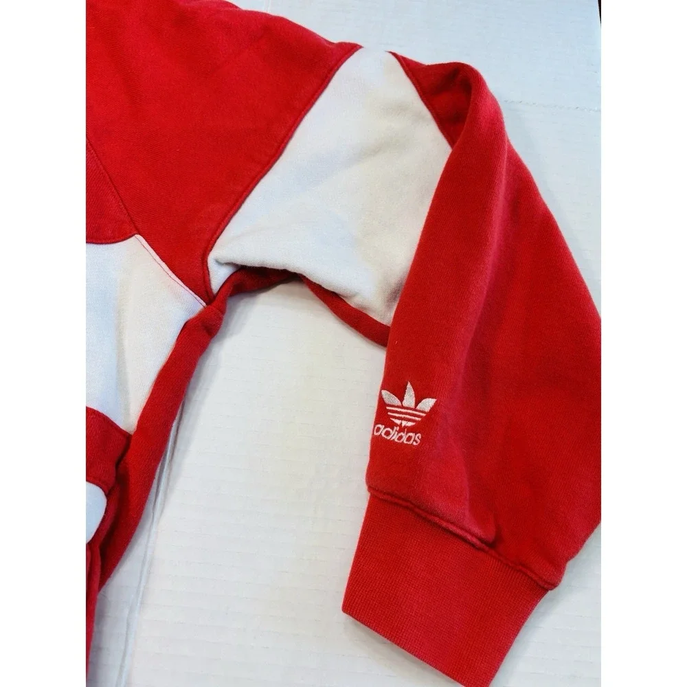 Adidas Originals Trefoil Hoodie Red White Oversized Logo Mens‎ Small S